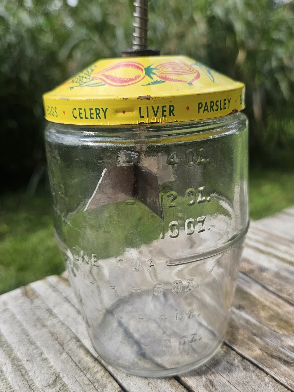Vintage Spring-action Hand Food and Nut Chopper, likely from the 1940s